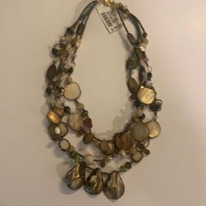 Talbots Brown Beaded Bead Necklace New
